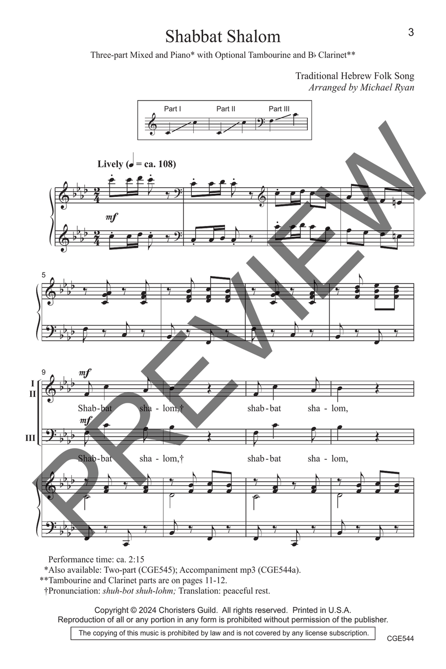 Shabbat Shalom (Three-part Mixed) 3-Part scores gallery preview page 4