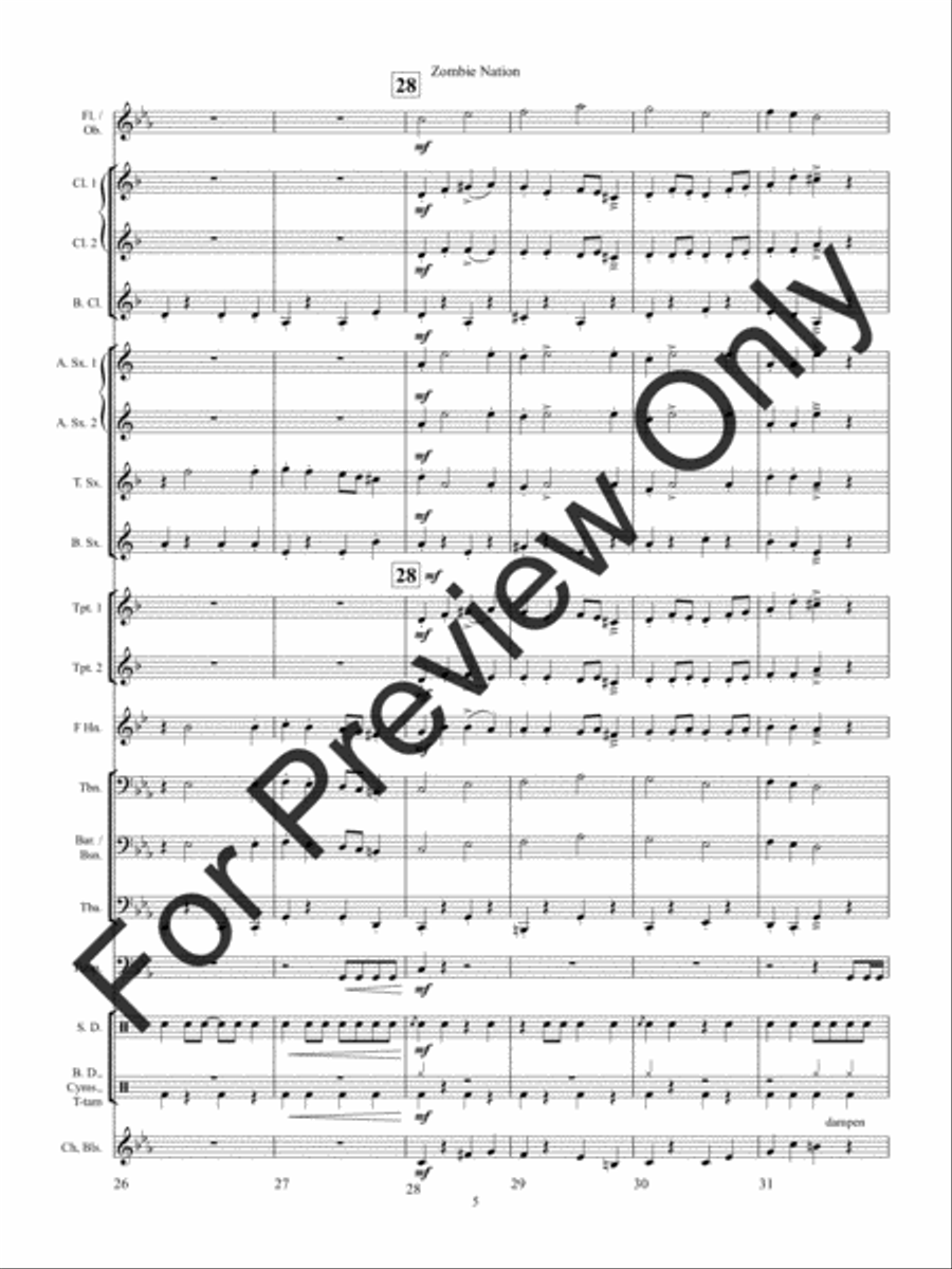 Zombie Nation Concert Band scores gallery preview page 9