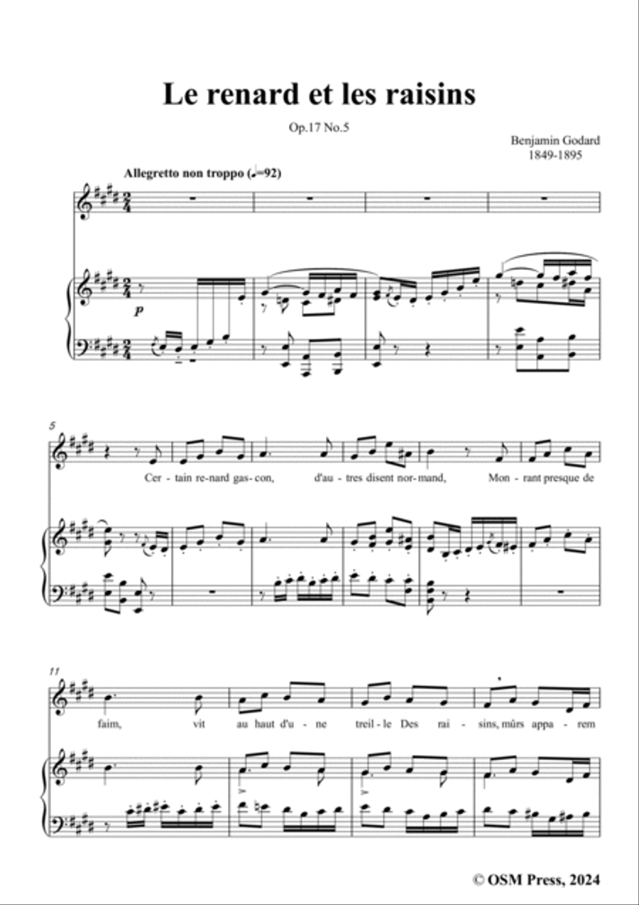 B. Godard-Le renard et les raisins,in E Major,Op.17 No.5 Voice scores gallery preview page 3