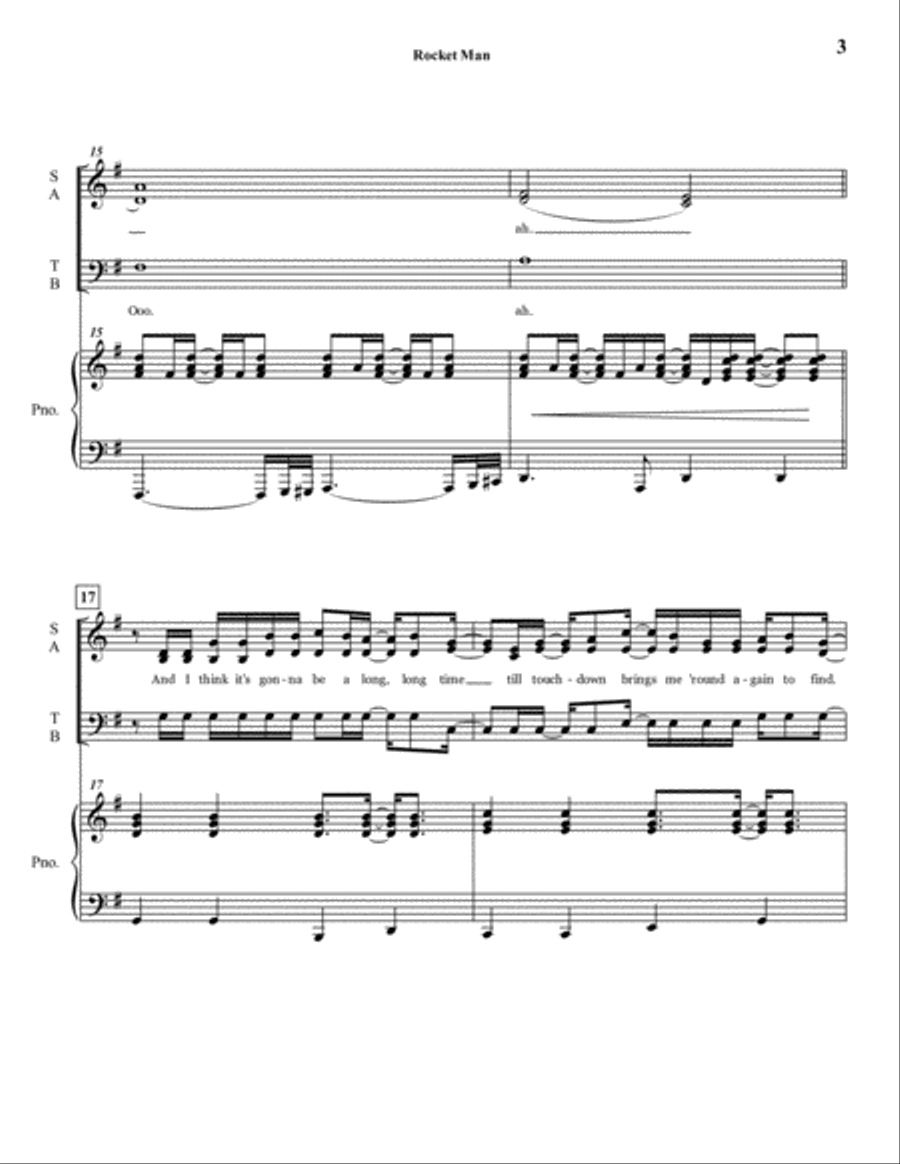 Rocket Man (i Think It's Gonna Be A Long Long Time) 3-Part scores gallery preview page 3