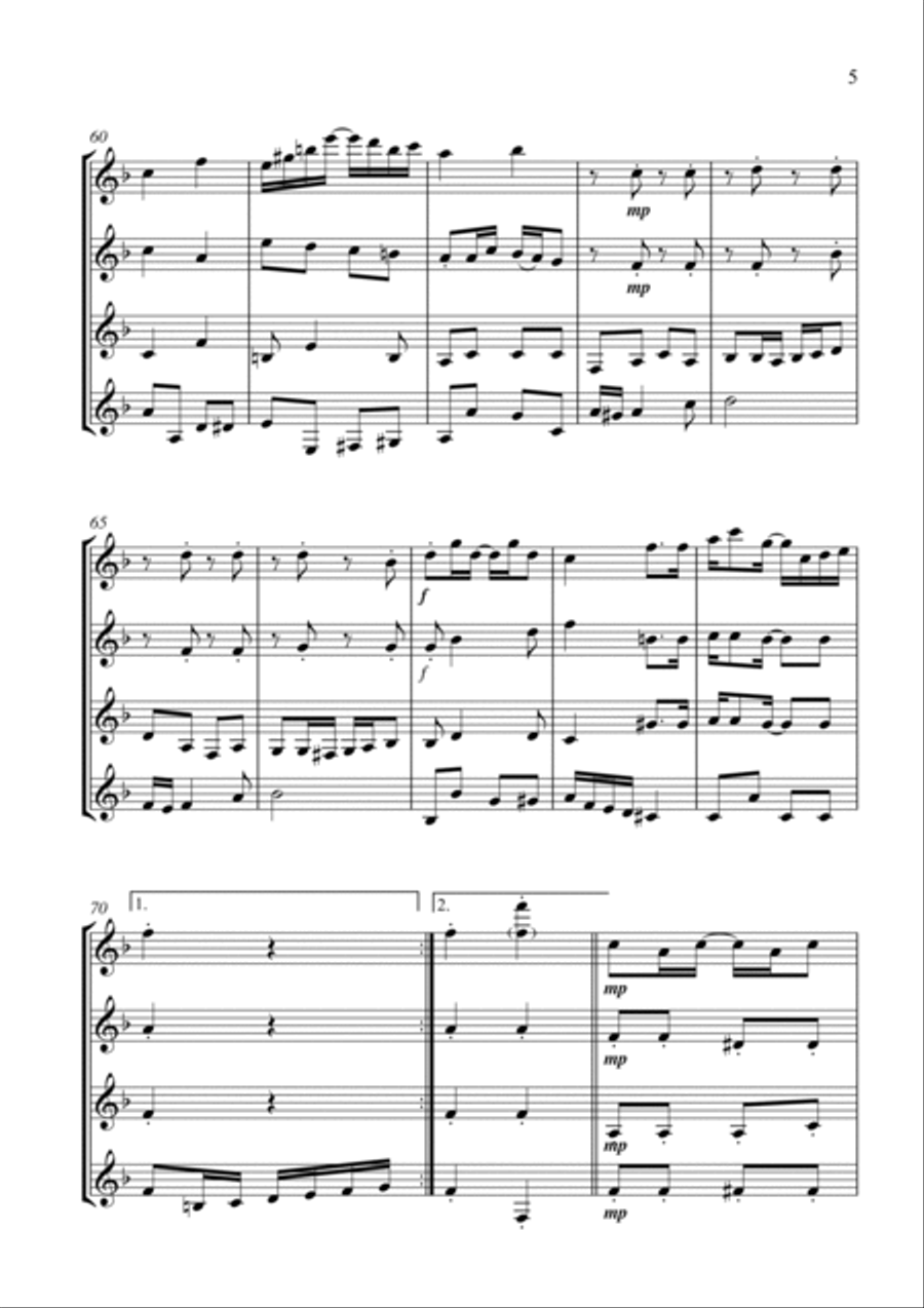The Entertainer Rag Woodwind Quartet scores gallery preview page 5