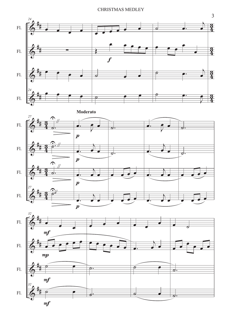 Christmas medley - Flute quartet Flute Quartet scores gallery preview page 3