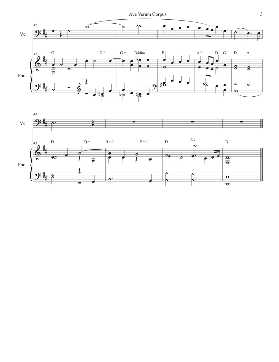 Ave Verum Corpus (Cello solo - Piano Accompaniment) Ave Verum Corpus (Cello solo - Piano Accompaniment) Piano scores gallery preview page 3