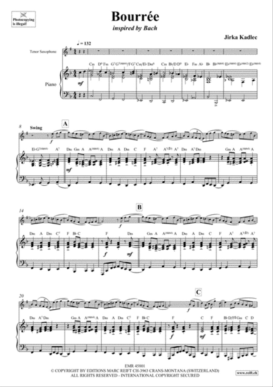 Bourree Tenor Saxophone scores gallery preview page 4