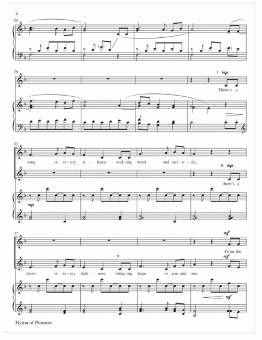 Hymn of Promise - Med. Voice Duet, Key of F Medium Voice scores gallery preview page 4