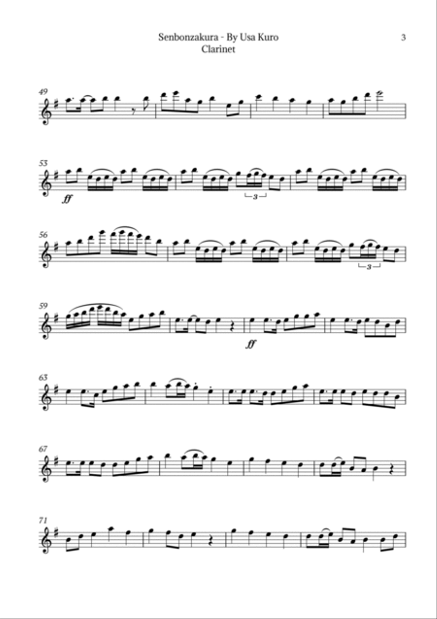 Senbonzakura Clarinet Solo scores gallery preview page 3