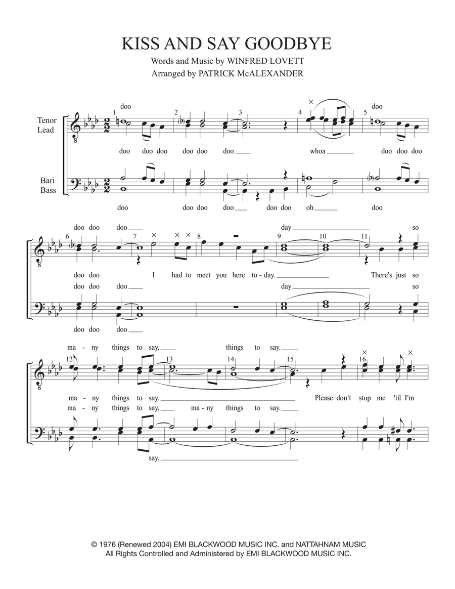 Kiss And Say Goodbye Kiss And Say Goodbye Small Ensemble scores gallery preview page 1