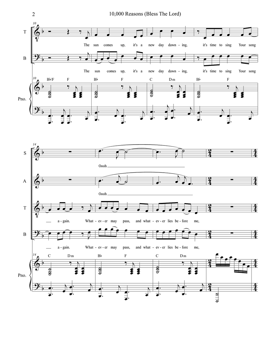 10,000 Reasons (Bless The Lord) Piano, Vocal scores gallery preview page 2