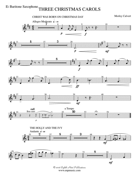 Three Christmas Carols: E-flat Baritone Saxophone