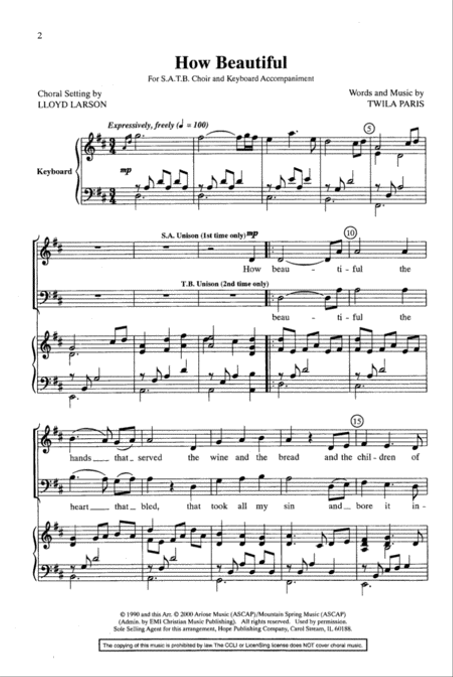 How Beautiful - SATB How Beautiful - SATB 4-Part scores gallery preview page 2