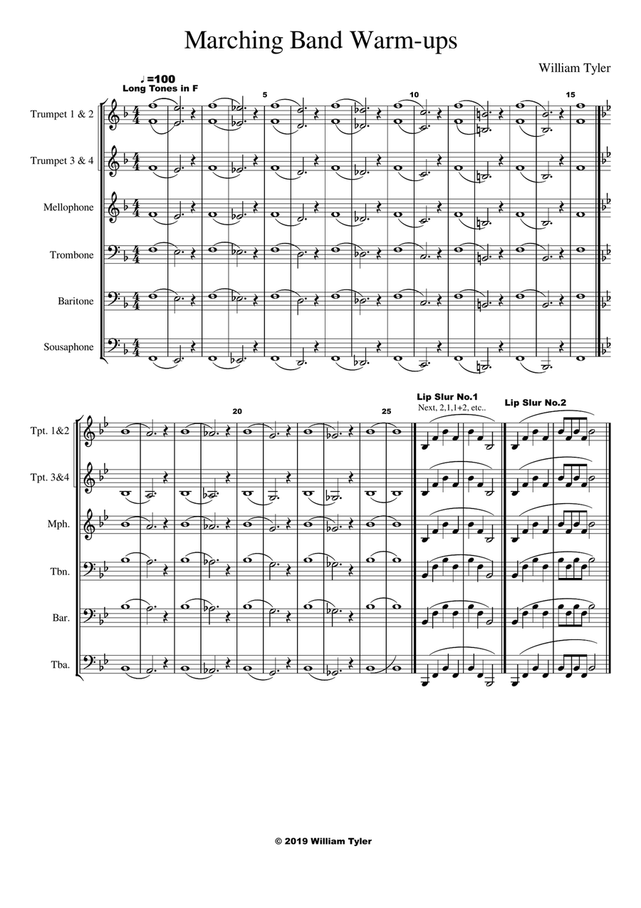 Marching Band Warm-ups Marching Band scores gallery preview page 1