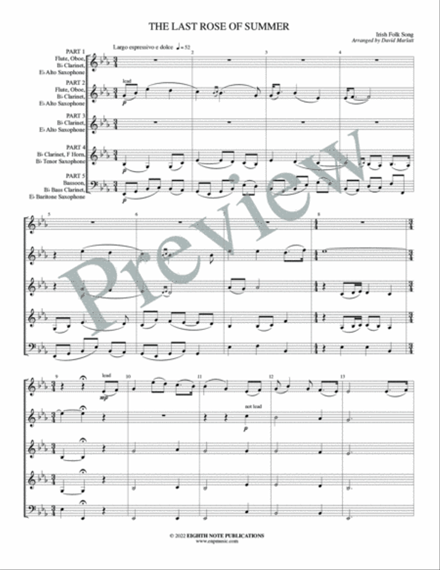 The Last Rose of Summer The Last Rose of Summer Woodwind Ensemble scores gallery preview page 3