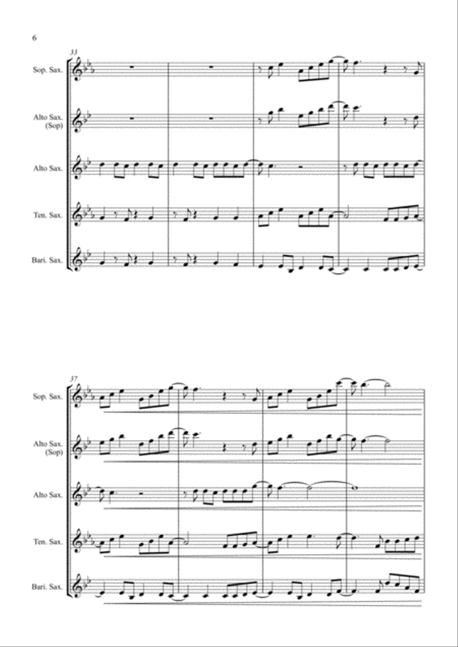 Jump Jump Saxophone Quartet scores gallery preview page 6