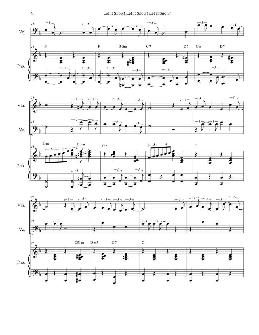 Let It Snow! Let It Snow! Let It Snow! Piano Trio scores gallery preview page 2