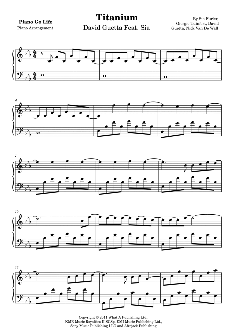 Titanium Titanium Piano Solo scores gallery preview page 1