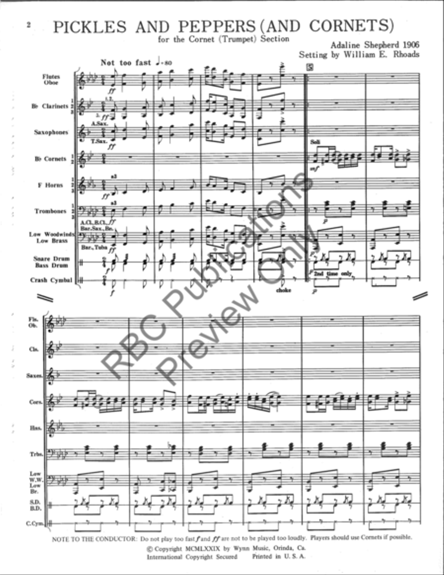 Pickles And Peppers And Cornets (Score) Concert Band scores gallery preview page 3