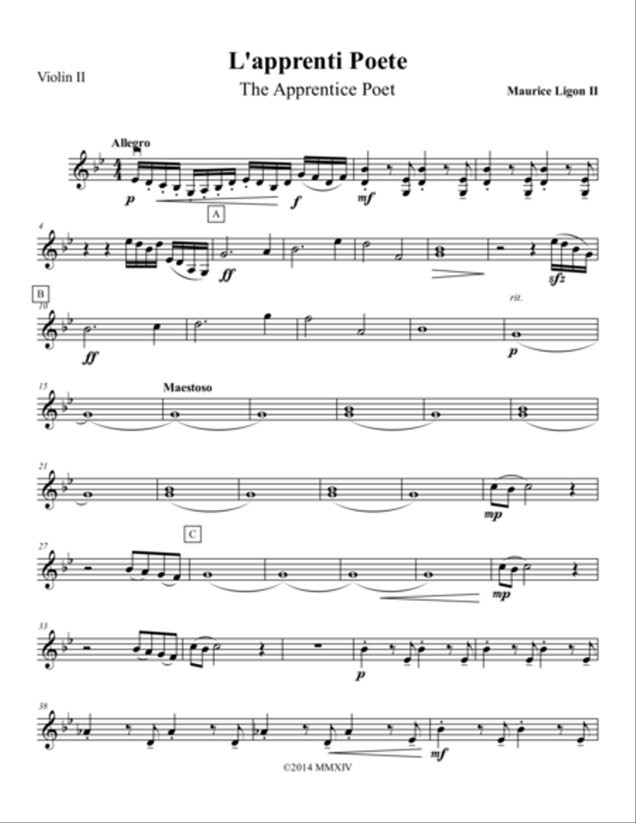 L'apprenti Poete - Violin 2 String Orchestra scores gallery preview page 1
