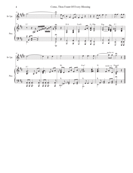 Come, Thou Fount Of Every Blessing (Bb-Trumpet solo and Piano) image number null