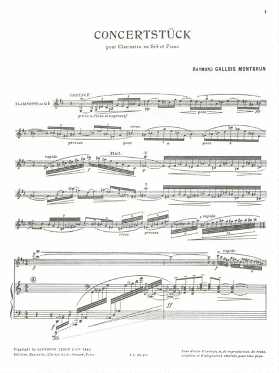 Concertstuck pour Clarinette et Piano Clarinet Solo scores gallery preview page 2