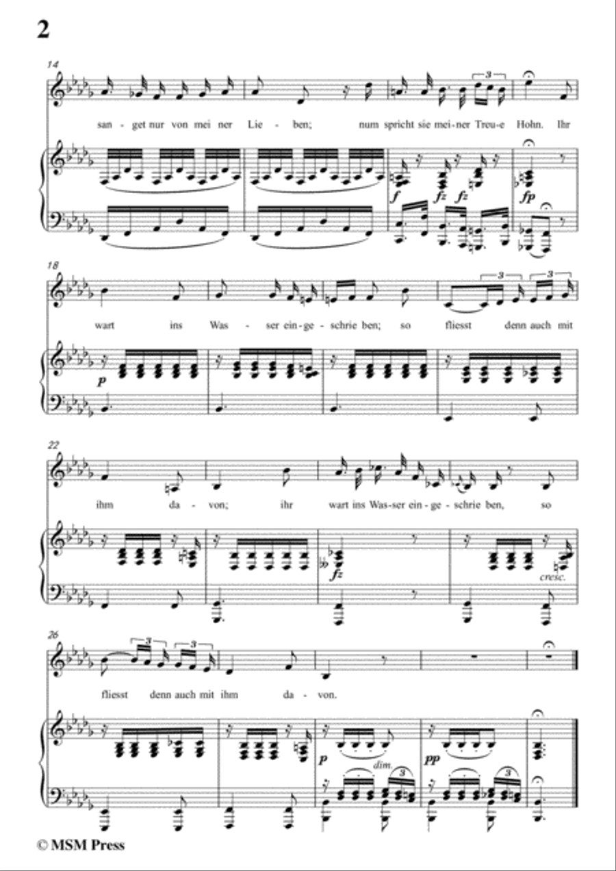 Schubert-Am Flusse (By the River),D.160,in b flat minor,for Voice&Piano Voice scores gallery preview page 4