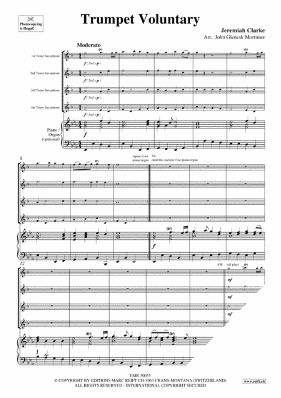 Trumpet Voluntary Tenor Saxophone scores gallery preview page 3
