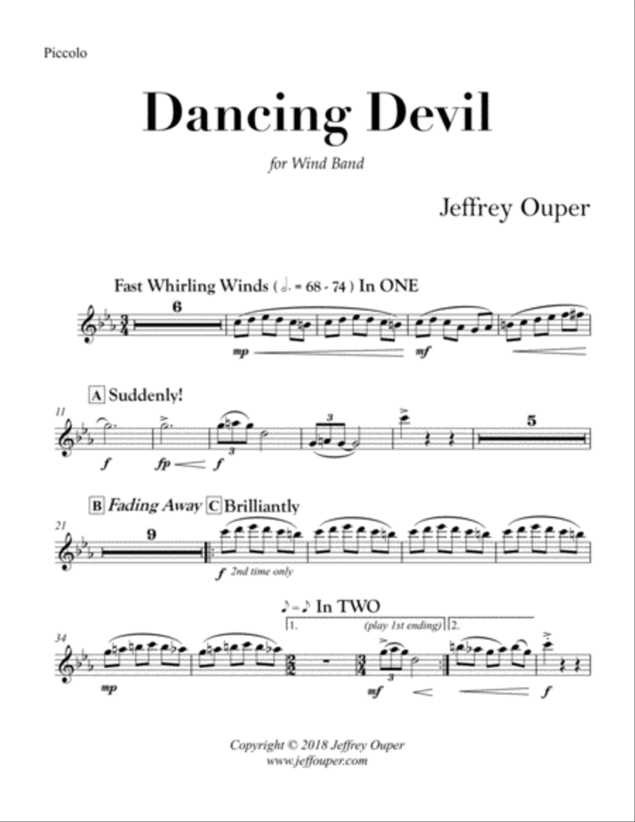 Dancing Devil for Wind Band (Parts) Concert Band scores gallery preview page 1