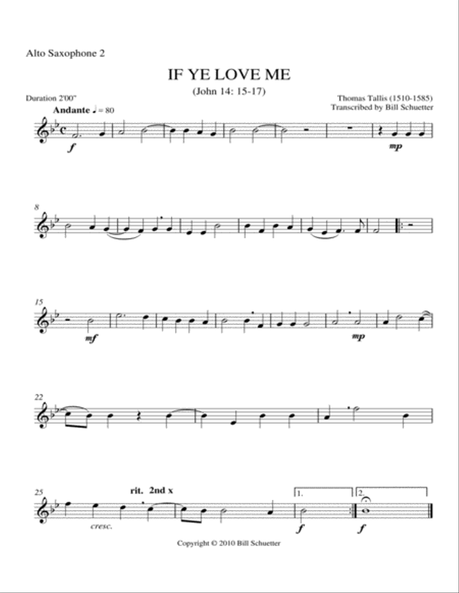 If Ye Love Me Saxophone Quartet scores gallery preview page 3