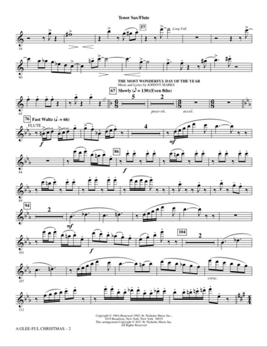 A Glee-ful Christmas (Choral Medley)(arr. Mark Brymer) - Tenor Sax/Flute Choir scores gallery preview page 2