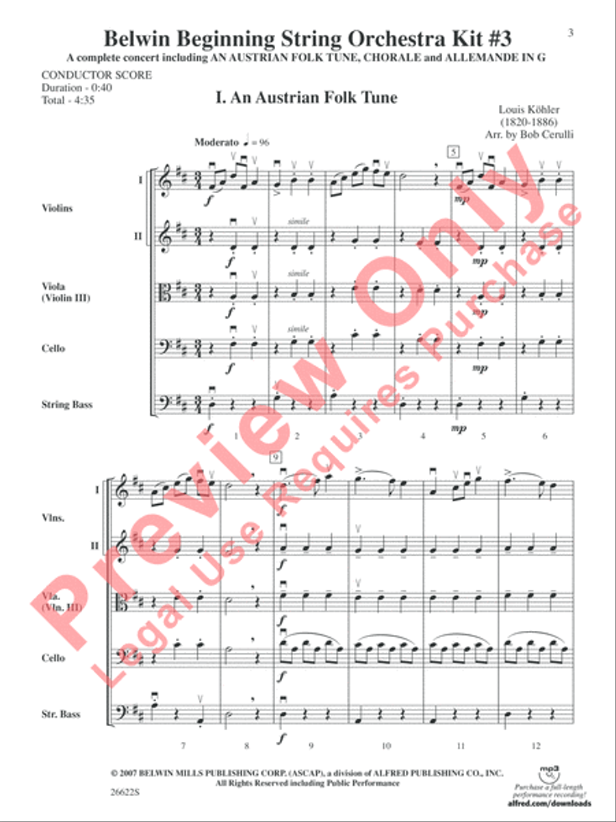 Belwin Beginning String Orchestra Kit #3 String Orchestra scores gallery preview page 4
