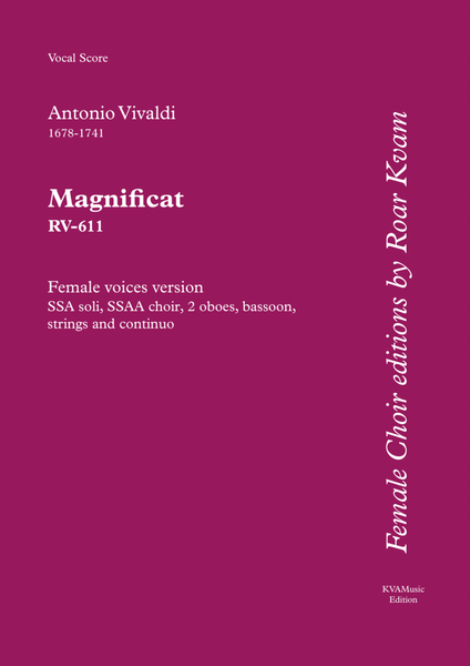 Vivaldi: Magnificat in G minor RV611, (SA soli, SSAA choir, vocal score)