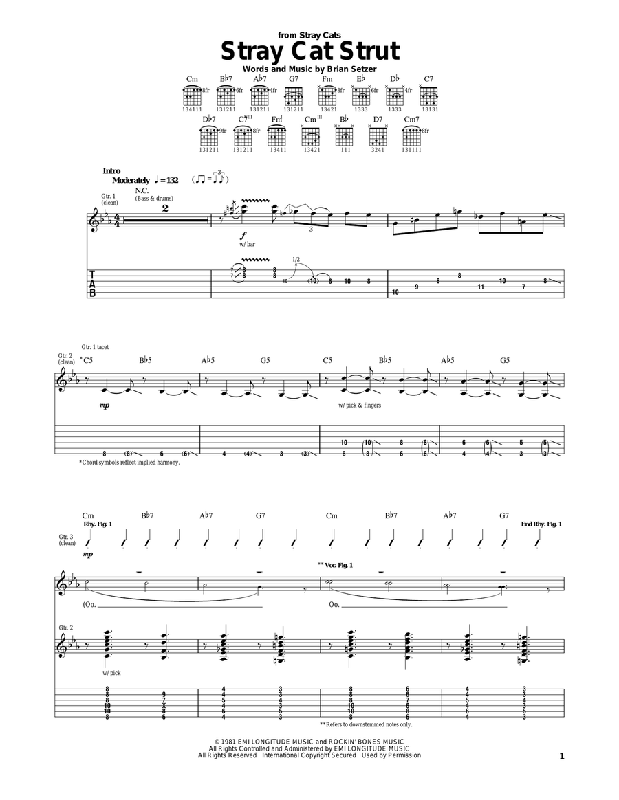 Stray Cat Strut Acoustic Guitar scores gallery preview page 1