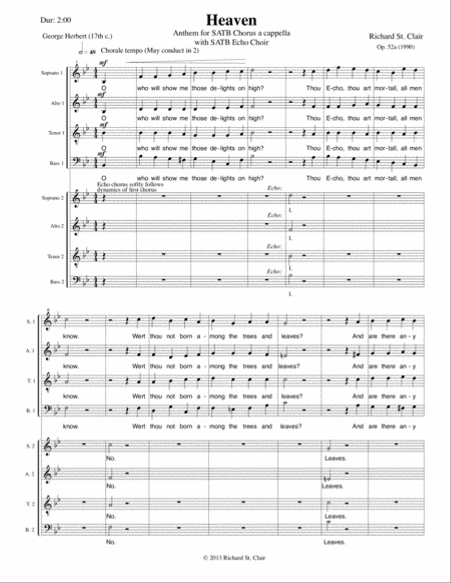 Heaven for SATB Chorus with SATB Echo Chorus 4-Part scores gallery preview page 1