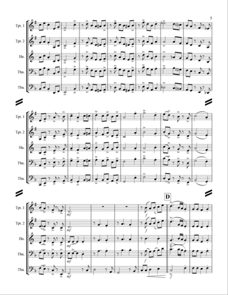 Bring a Torch Jeanette, Isabella (for Brass Quintet) Brass Quintet scores gallery preview page 6