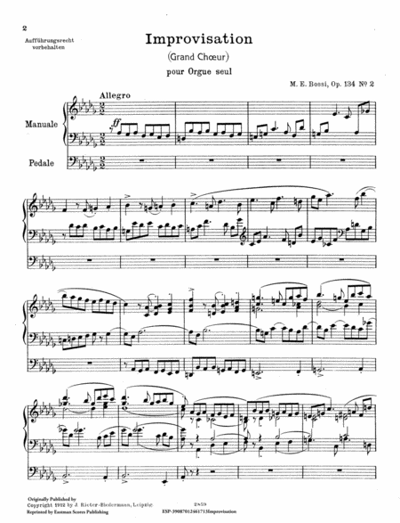 Improvisation pour orgue seul, op. 134 no. 2
