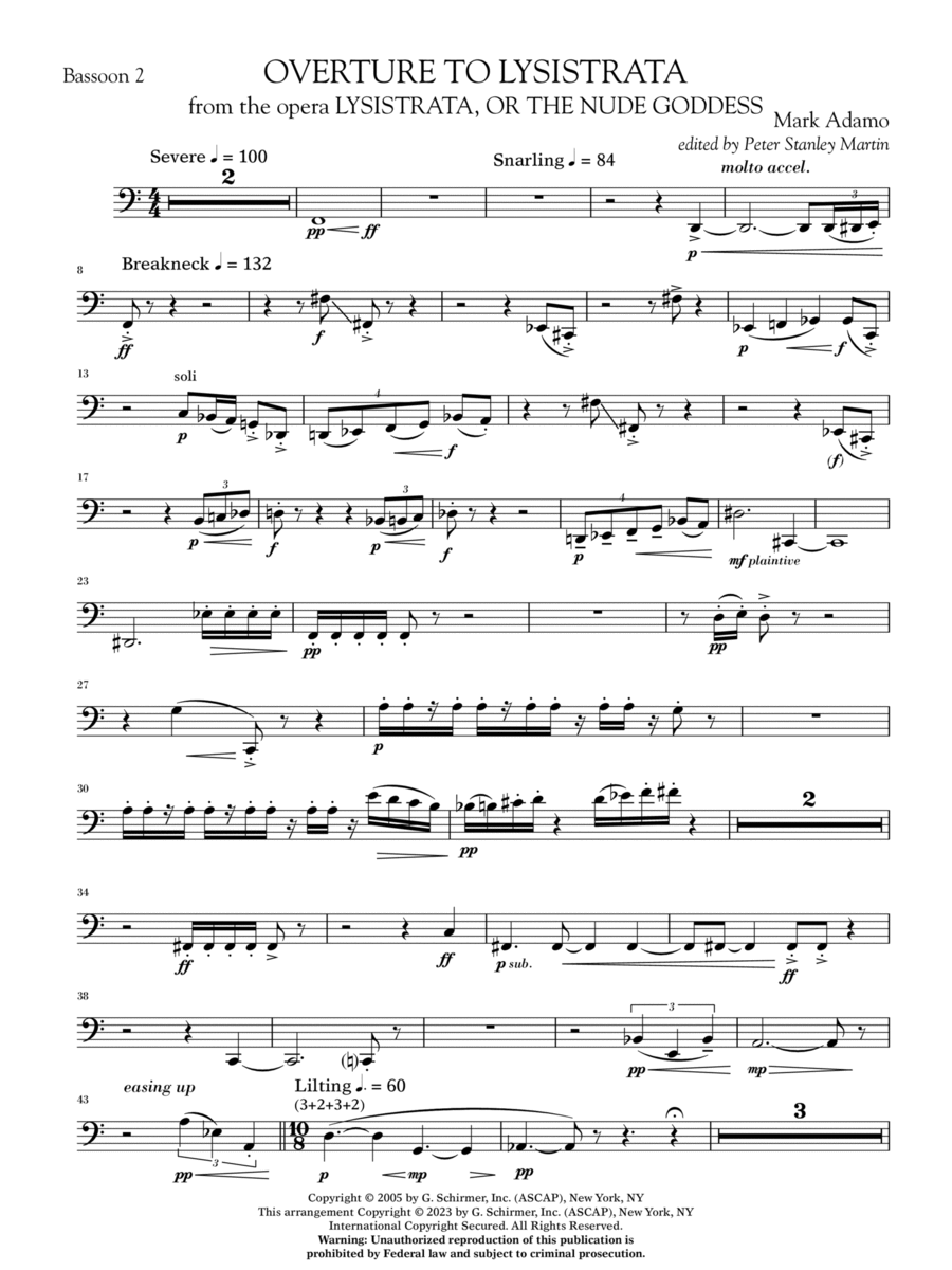 Overture to Lysistrata (arr. Peter Stanley Martin) - Bassoon 2 Concert Band scores gallery preview page 1