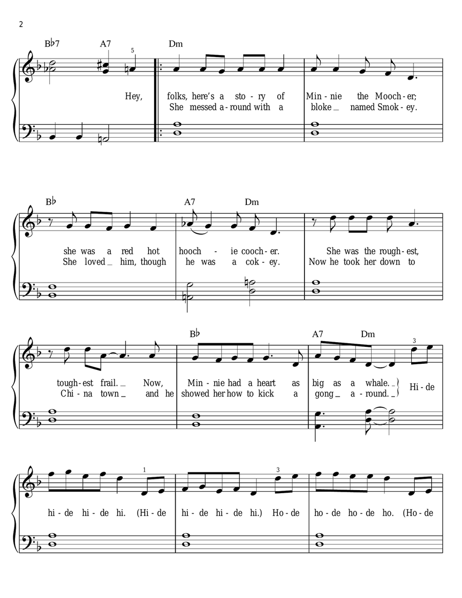 Minnie The Moocher Easy Piano scores gallery preview page 2
