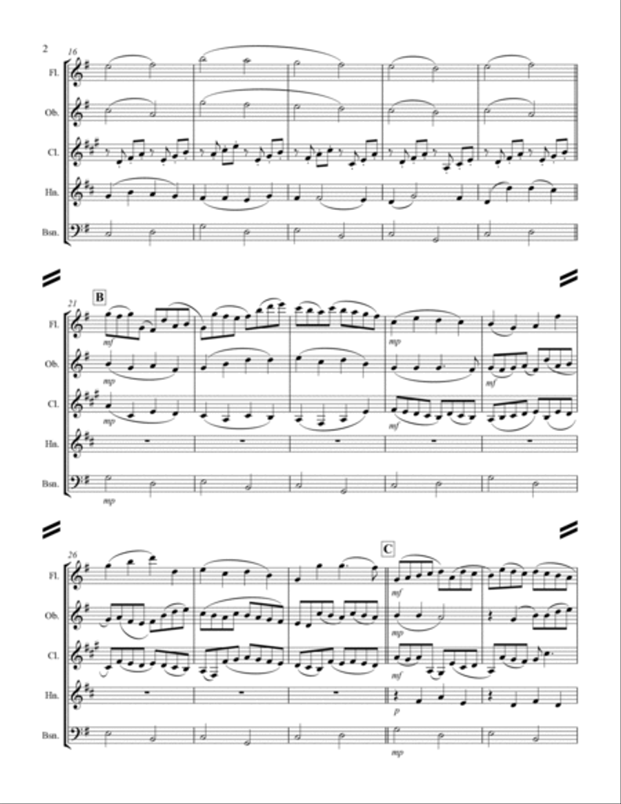 Pachelbel - Canon in D Major (for Woodwind Quintet) Woodwind Quintet scores gallery preview page 3