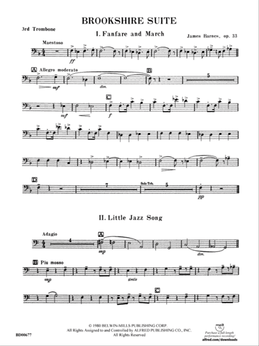 Brookshire Suite: 3rd Trombone Concert Band scores gallery preview page 1