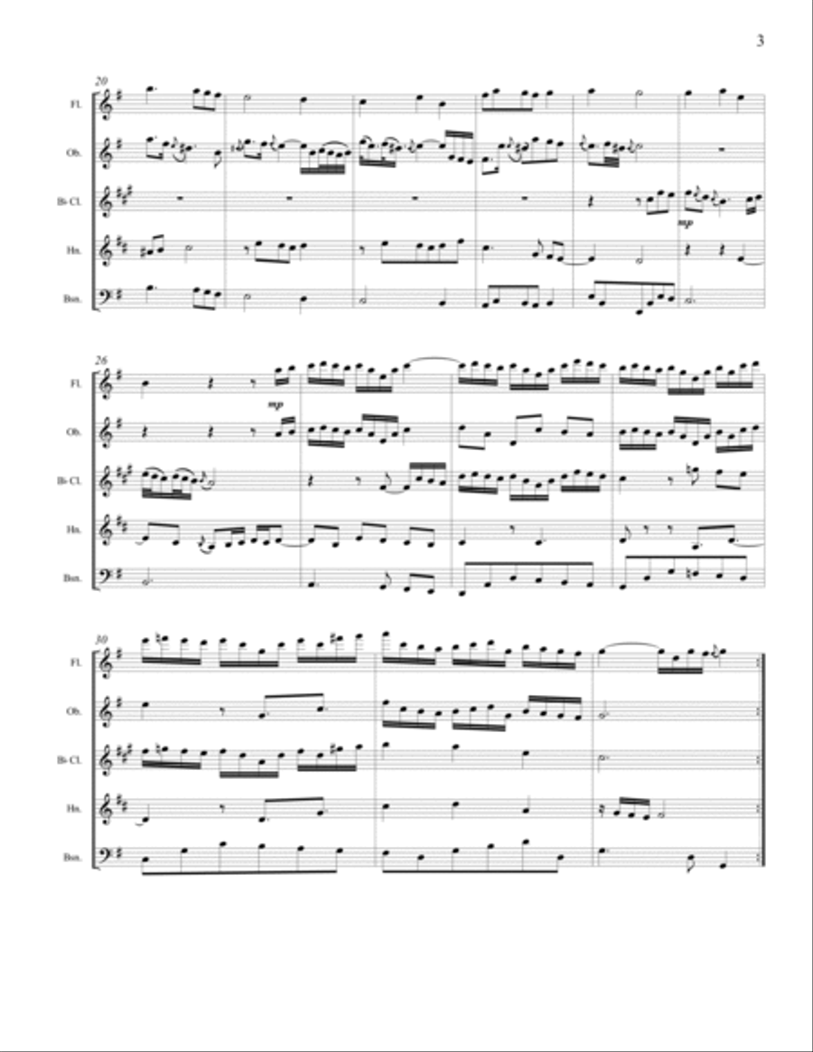 Goldberg Variations, BWV 988, Aria and Variations 1 - 5 Woodwind Quintet scores gallery preview page 3