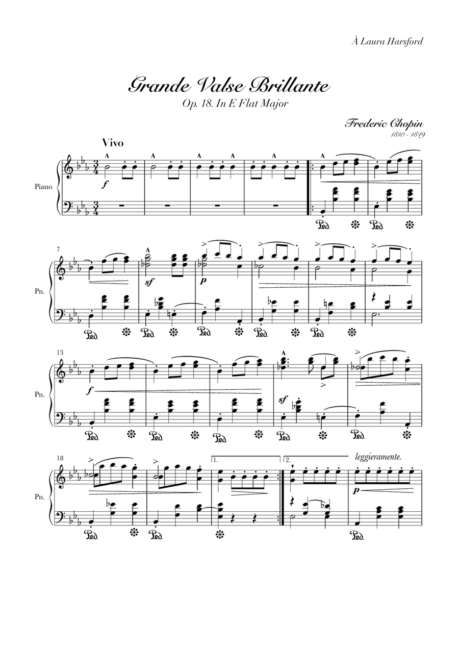 Waltz in E Flat Major. Op. 18 (Grande Valse Brillante) By Frederic Chopin. Piano Solo scores gallery preview page 1