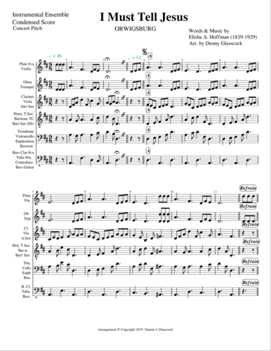 I Must Tell Jesus (Inst. Ensemble) Large Ensemble scores gallery preview page 1
