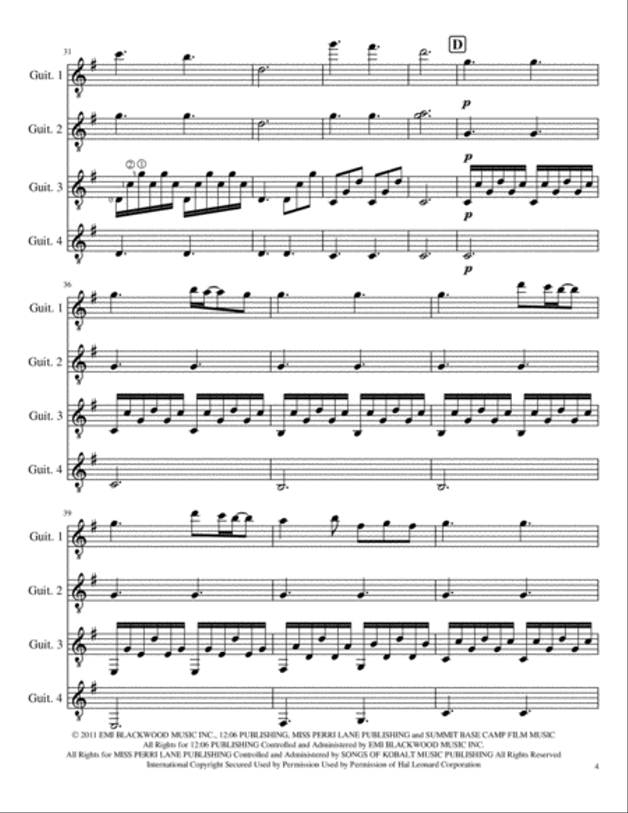 A Thousand Years Guitar Ensemble scores gallery preview page 4