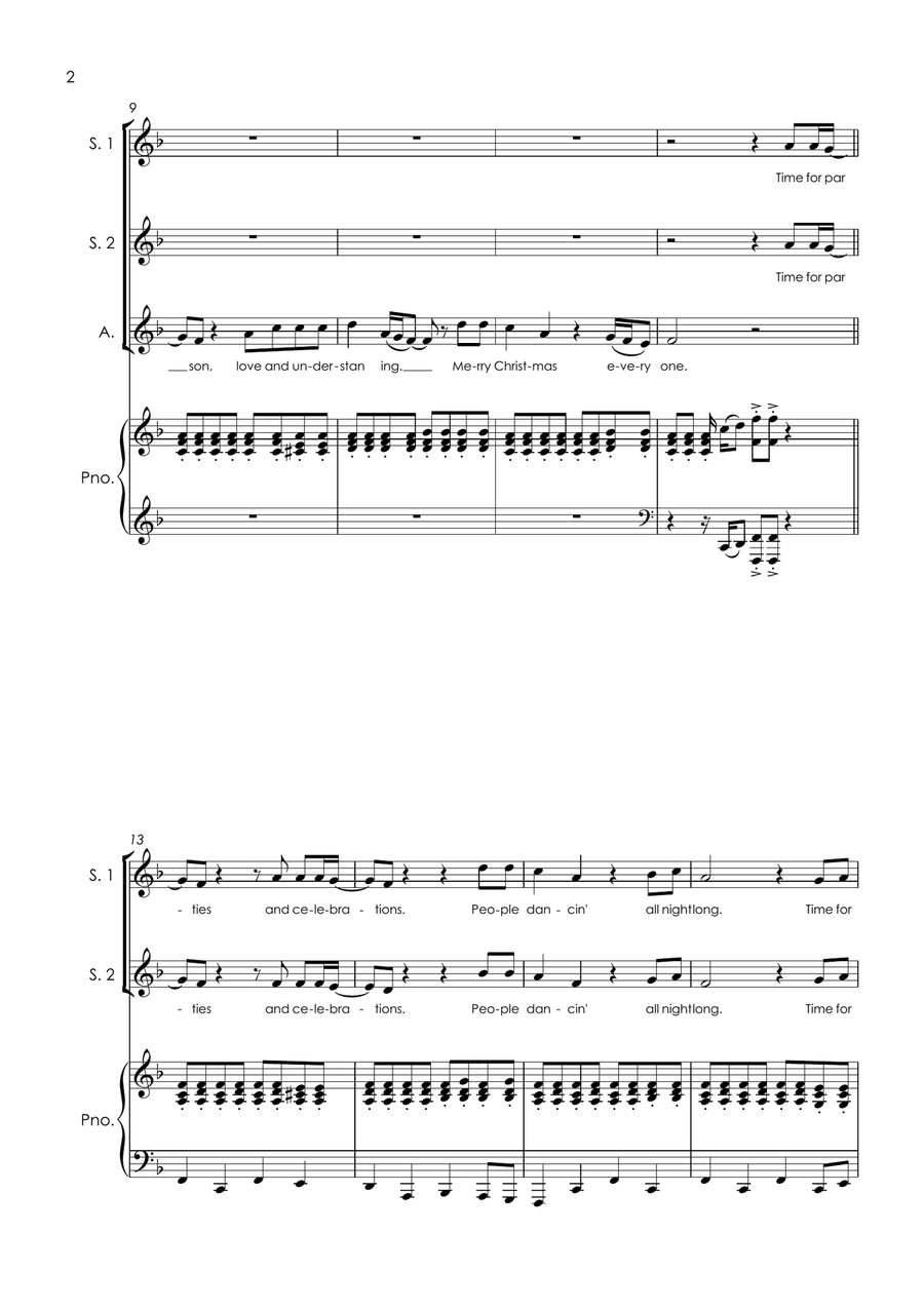 Medley: Merry Christmas Everyone with Little Drummer Boy/peace On Earth and Step Into Christmas Small Ensemble scores gallery preview page 4