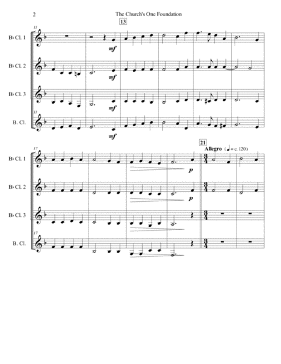 The Church's One Foundation (Clarinet Quartet) Clarinet Quartet scores gallery preview page 5