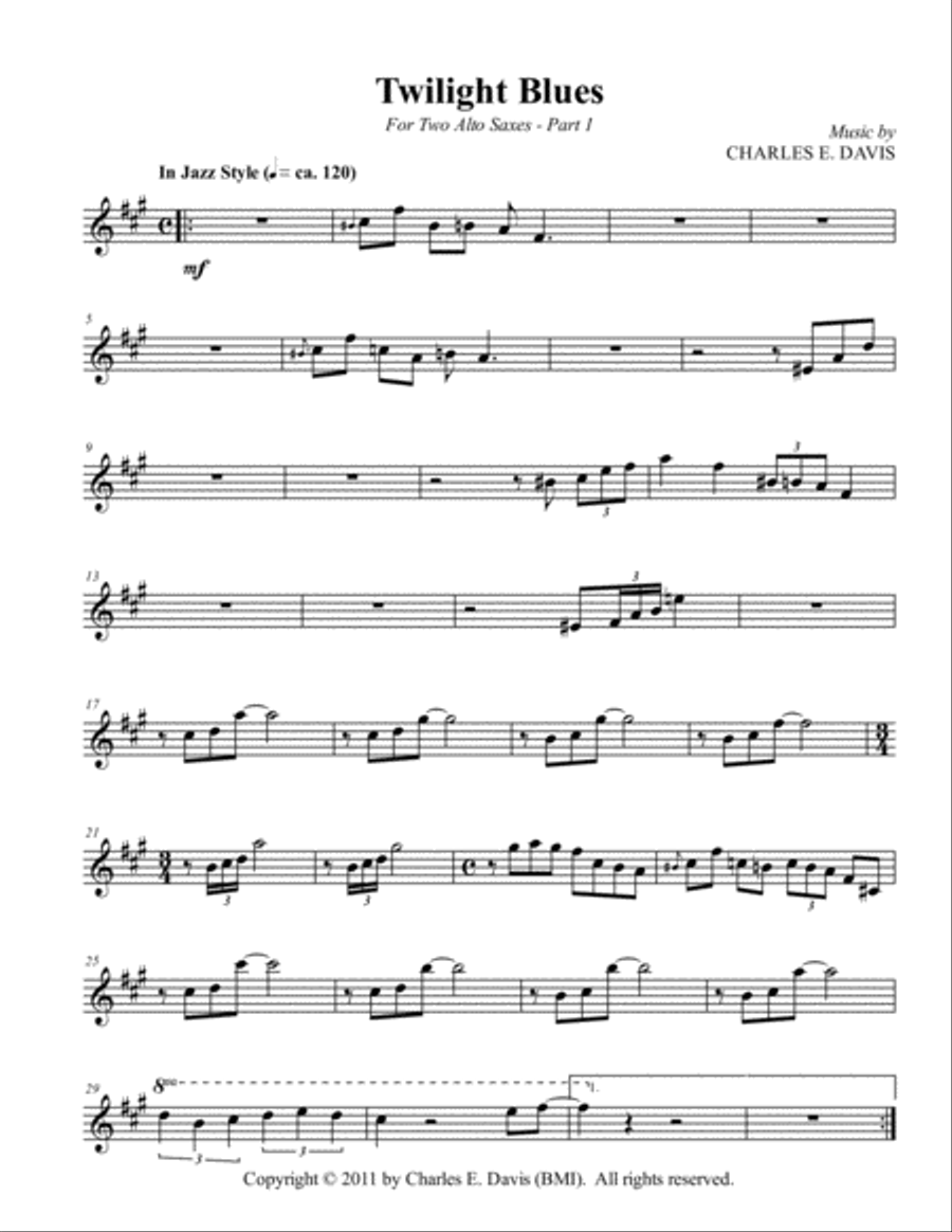 Twilight Blues - Two Alto Saxes and Piano Jazz Ensemble scores gallery preview page 3