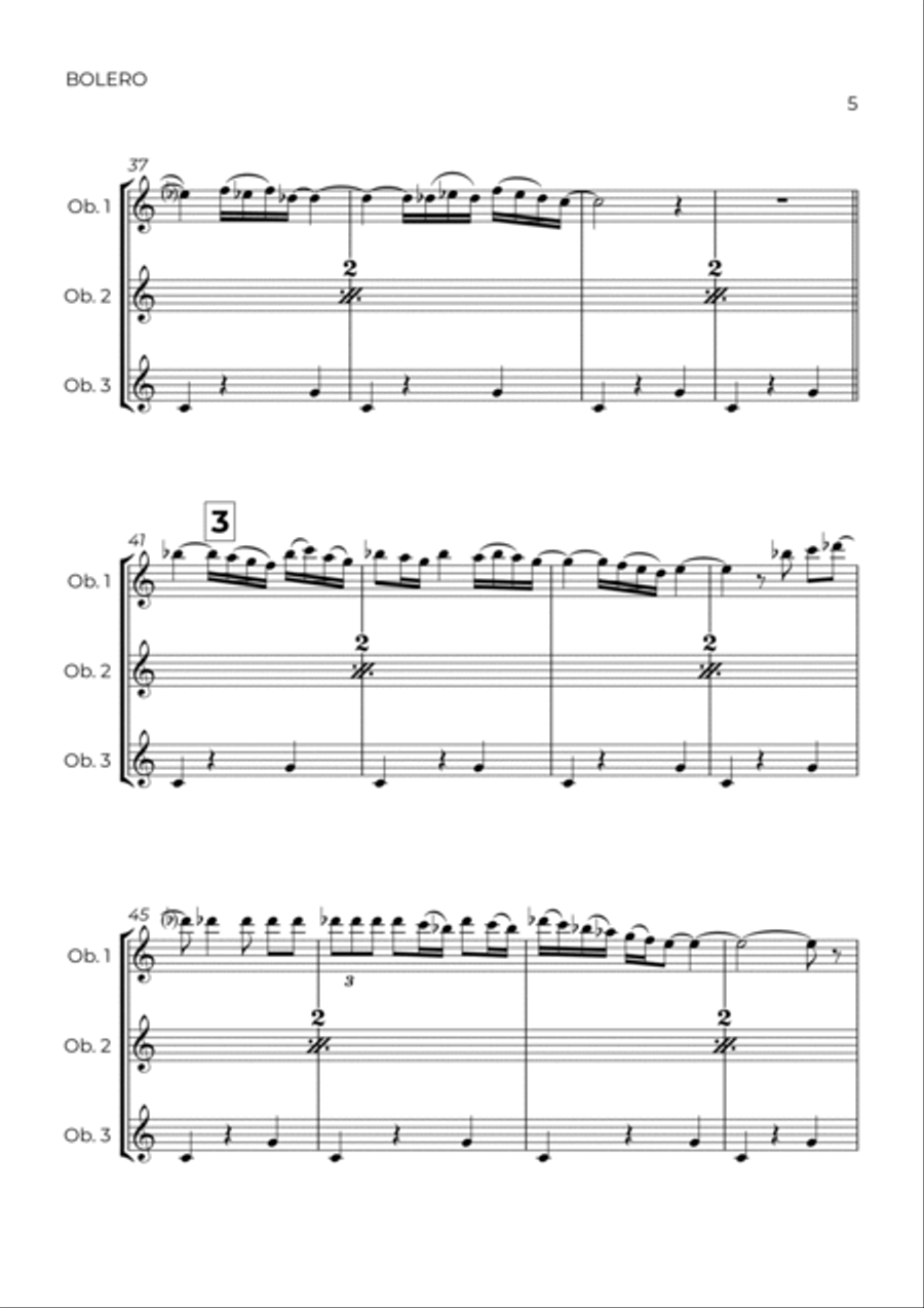 BOLERO - RAVEL - OBOE TRIO Woodwind Trio scores gallery preview page 5