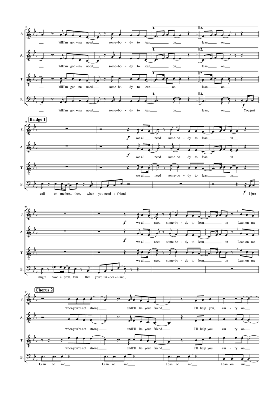 Lean On Me Lean On Me 4-Part scores gallery preview page 2