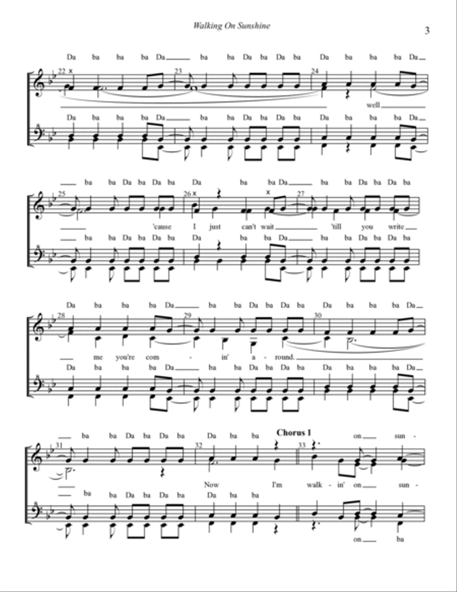 Walking On Sunshine SSAA scores gallery preview page 3