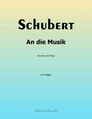 Book cover for An die Musik, by Schubert, in E Major