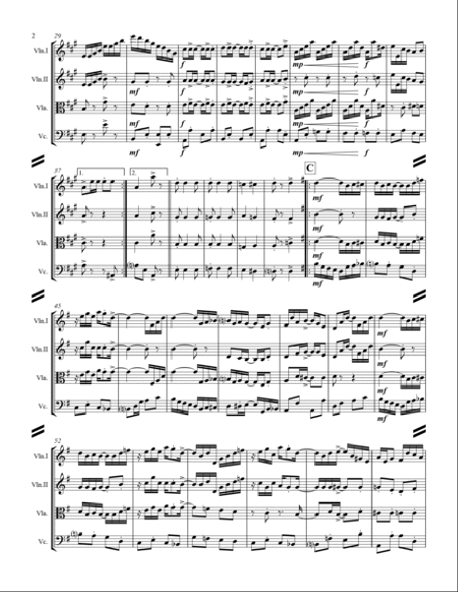 Joplin - “The Cascades” (for String Quartet) String Quartet scores gallery preview page 3